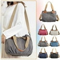 thumbnail image 2 of Mepaouo Womens Hobo Handbags Canvas Crossbody Bags Medium Size Tote Purse Top Handle Satchel(Black), 2 of 5