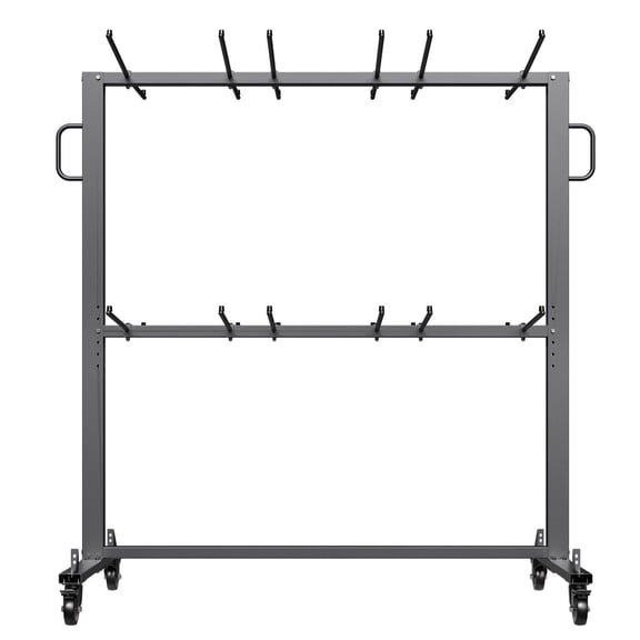 Heavy Duty Folding Chair Rack Cart 800 LBS Capacity Dual Layer Storage Dolly for 84 Chairs or 12 Tables and 42 Chairs with Rubber Wheels Holders Matte Black