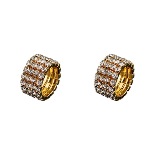 Guardurnaity Anillo de amistad Diamantes brillantes Símbolo de vínculo eterno Compromiso único Anillo de promesa de boda dorado 4 filas dorado 4 filas 2piezas