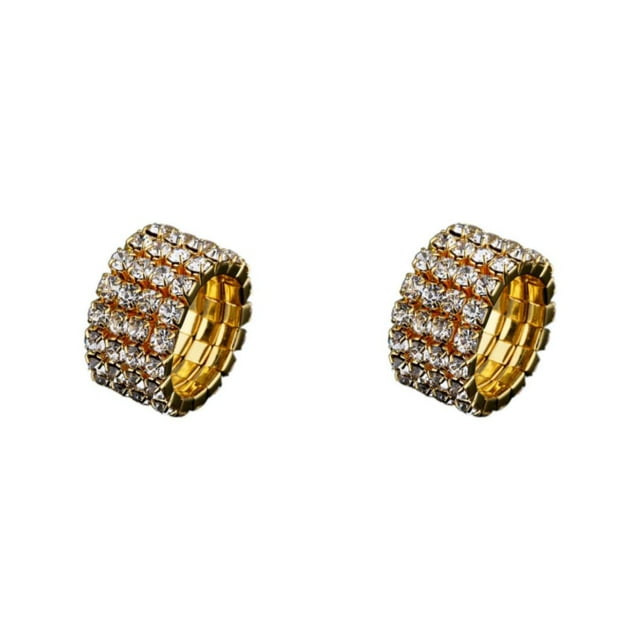 maskred Alluring Elastic Ring Exquisite Crystal Inlays For Mesmerizing Shine Alloy Is golden 4 rows 2Set