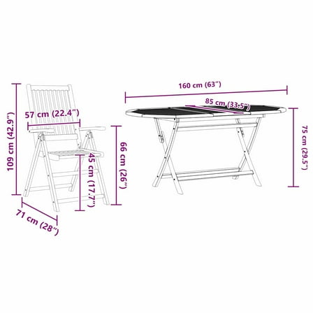 vidaXL Outdoor Dining Set 5 pcs Natural Wood Large Solid Acacia Wood