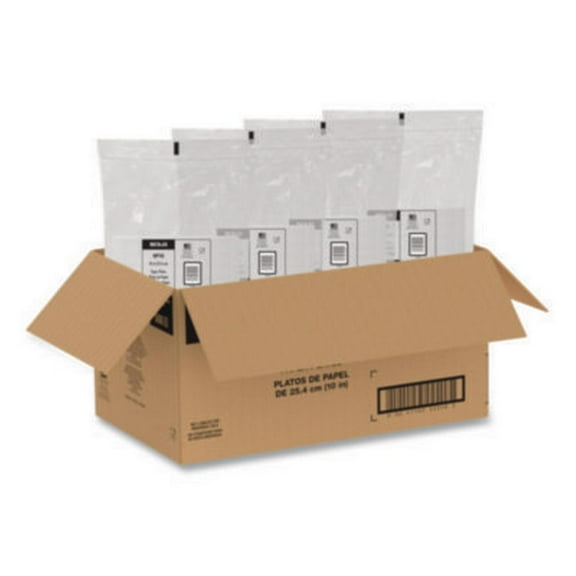 Dart HP10W Compostable Paper Dinnerware, Proplanet Seal, Plate, 10" Dia, White, 500/carton