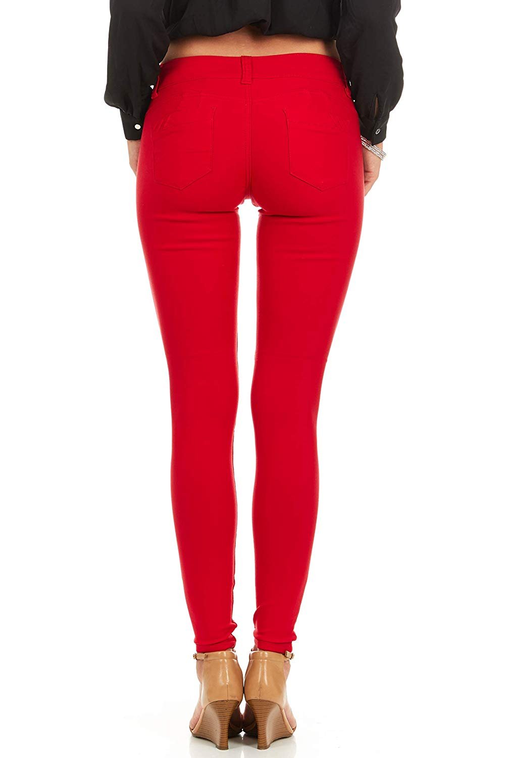 Cute Teen Girl Denim Hyper Stretch Skinny Jeans Colorful Junior/Plus Sizes 14W Candy Red - image 2 of 7