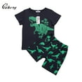 thumbnail image 2 of Loliuicca Kids Boys Short Sleeve Dinosaur Print T-Shirts Tops Short Pants, 2 of 6