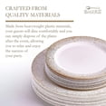 thumbnail image 4 of PARTY DISPOSABLE 40 PC DINNERWARE SET | 20 Dinner Plates | 20 Salad or Dessert Plates | Heavy Duty Plastic Dishes | Elegant Fine China Look | for Upscale Wedding and Dining (Ocean Mist - Ivory/Gold), 4 of 7
