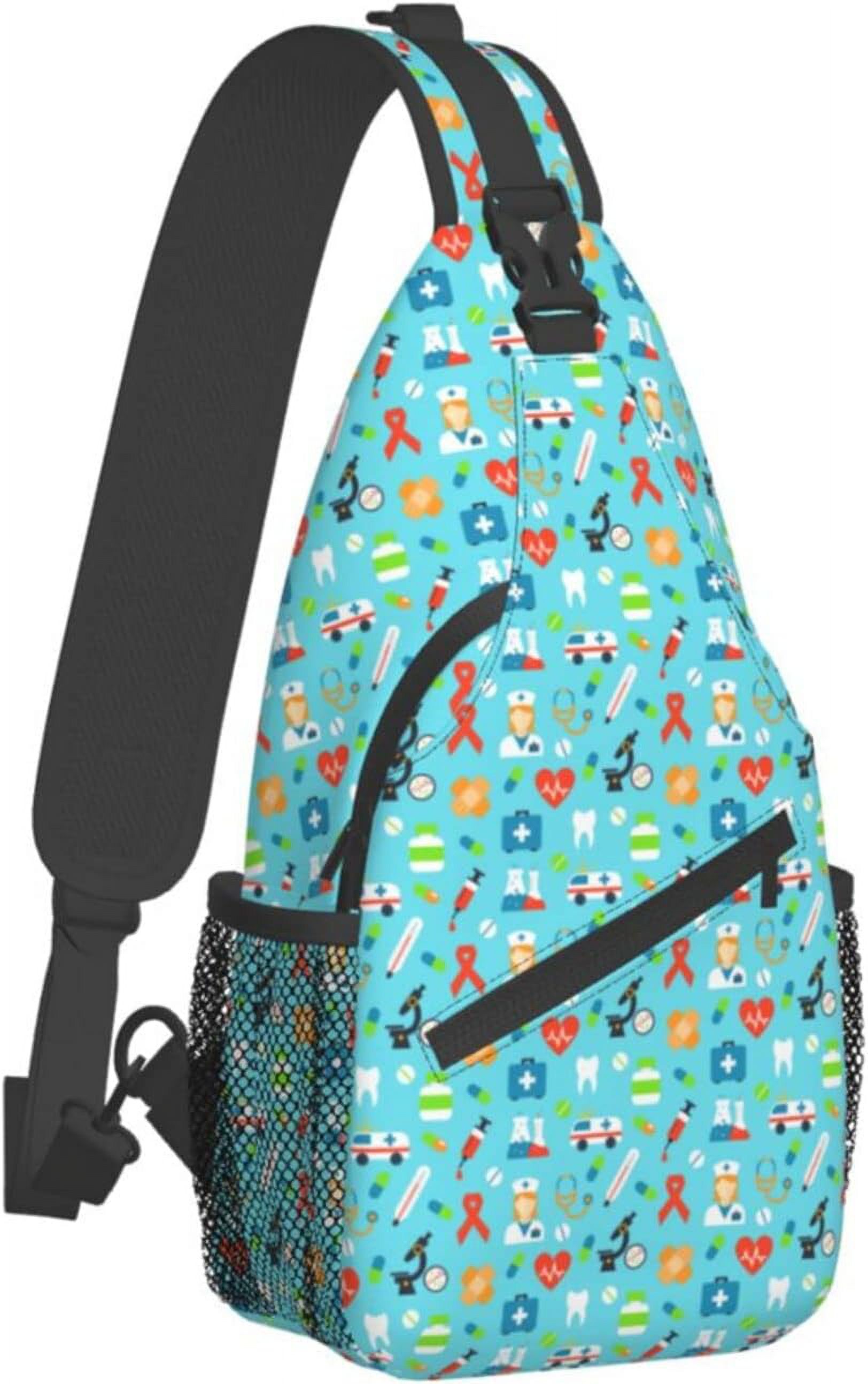 Nursing Theme Pattern Sling Bag Crossbody Hiking Travel Chest Bags Backpack Shoulder Daypack for Women Men