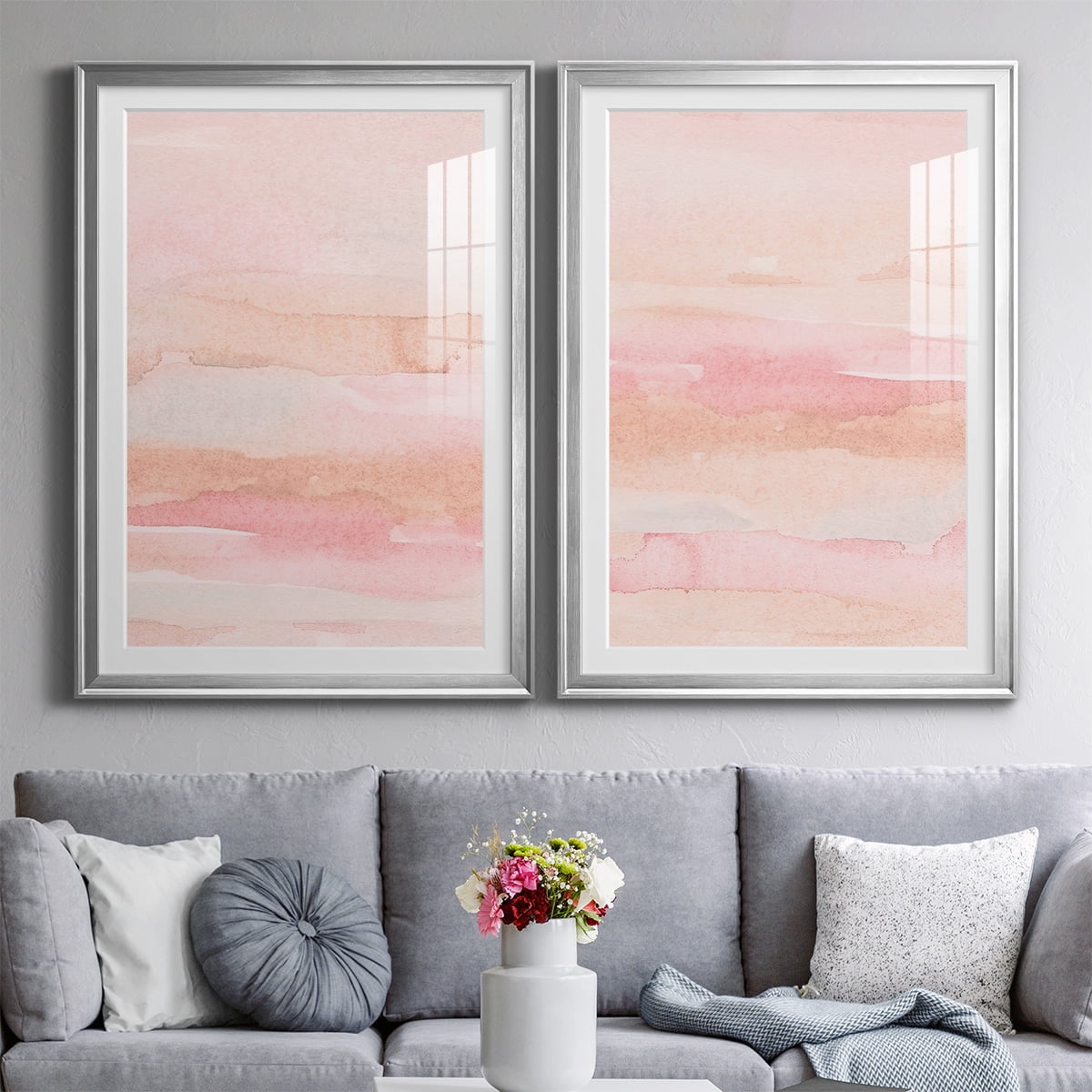 Wexford Home Rose Fade I Premium Framed Print, 26.5" x 36.5" - Ready to Hang, Silver (Set of 2)
