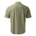 thumbnail image 3 of Caqnni Men's Linen Shirts Short Sleeve Casual Shirts Button Down Shirt for Men Beach Summer Wedding Shirt (Green,S), 3 of 4