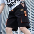 thumbnail image 5 of Pantalones cortos cargo negros sólidos para hombre, cómodos pantalones cortos holgados de diseñador con bolsillo frontal de algodón para verano para hombres Y2k, 5 of 5