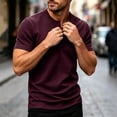 thumbnail image 5 of Liweisiy Men's Textured Henley T-Shirt Short Sleeve Notch Neck Solid Color Tees Casual Athletic Summer Tops Wine XL, 5 of 10