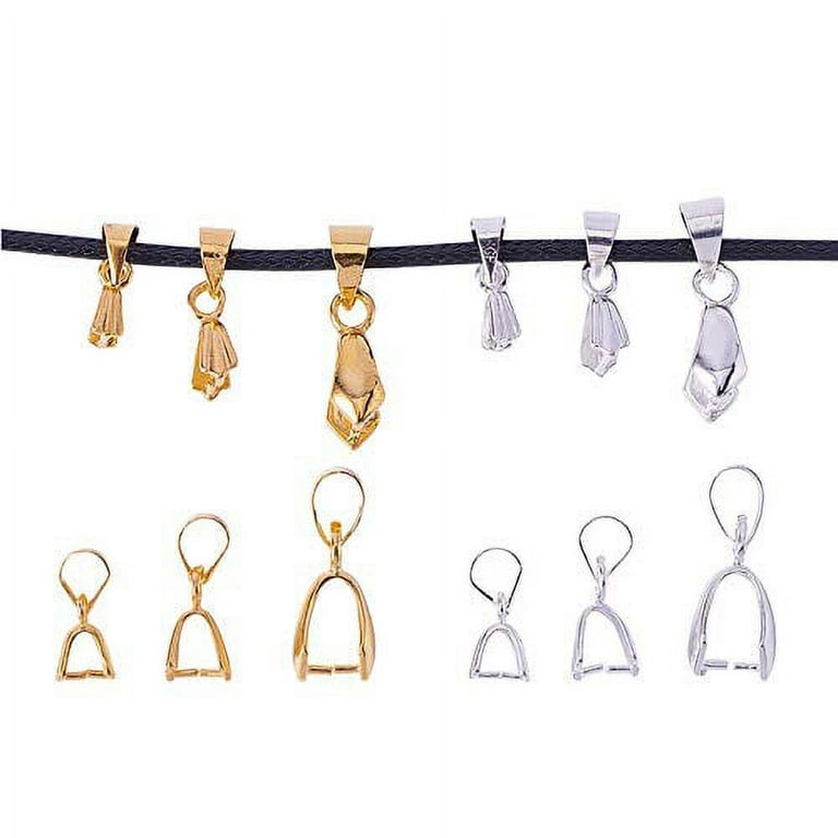 48pcs/Box Brass Ice Pick Pinch Bails For Pendants DIY Necklace