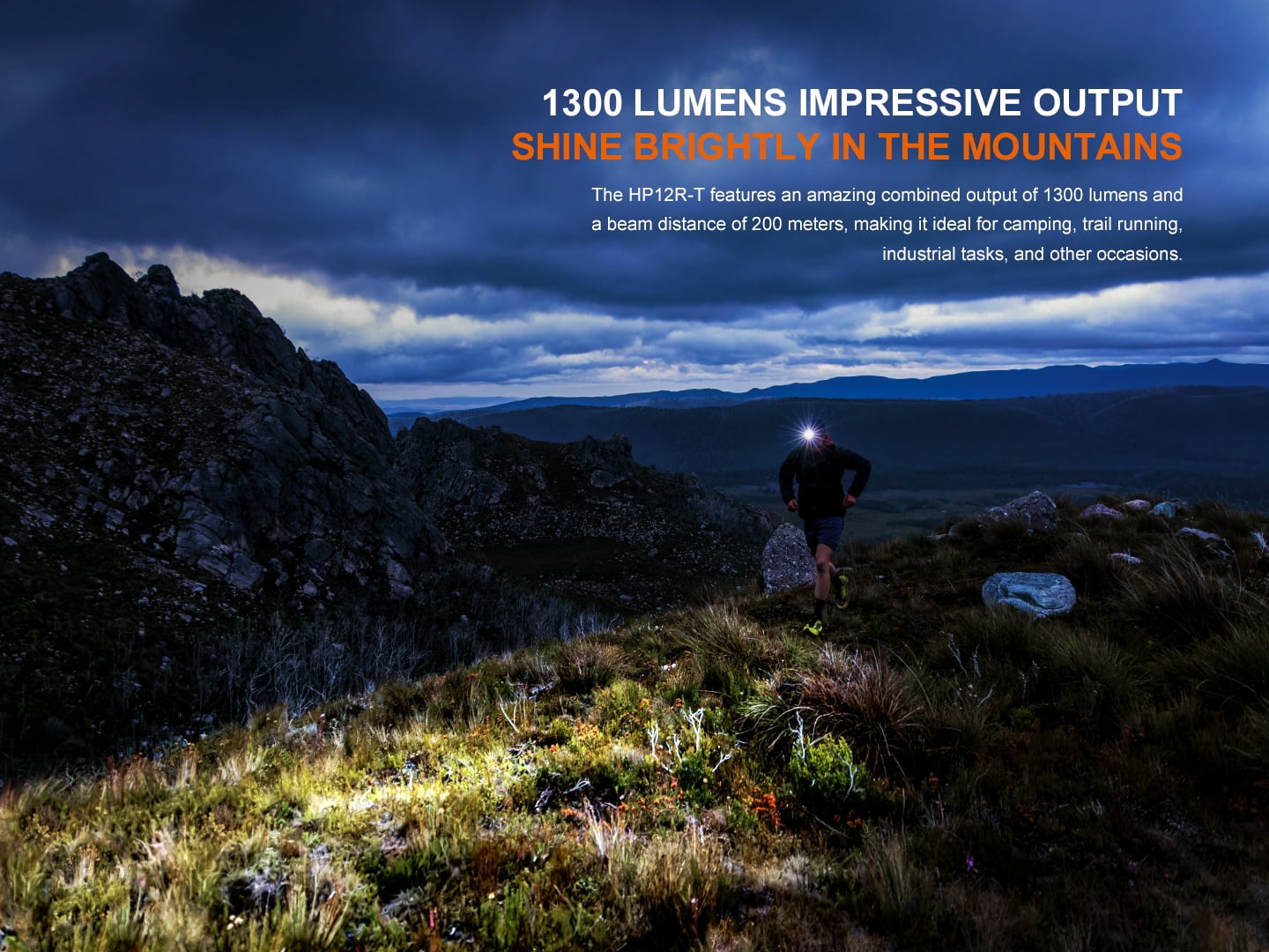 Fenix HP12R-T 1300 Lumen Split Style Running Headlamp (Black) + LumenTac Organizer