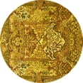 thumbnail image 1 of Ahgly Company Machine Washable Indoor Round Animal Yellow Traditional Area Rugs, 6' Round, 1 of 4