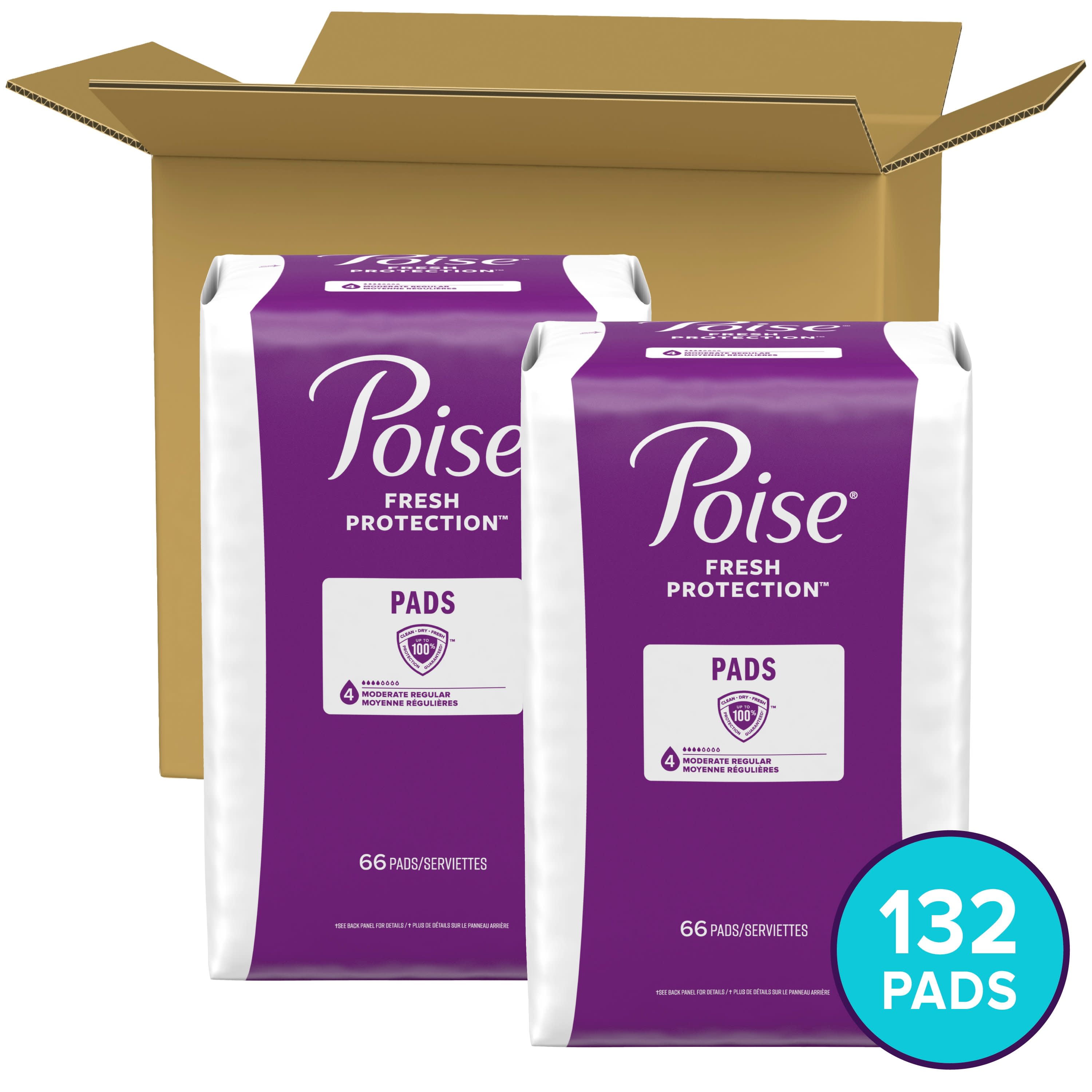 Poise Incontinence Pads for Women & Postpartum Incontinence Pads 4 Drop  Moderate Regular Length Pads, 66 ct - Fry's Food Stores