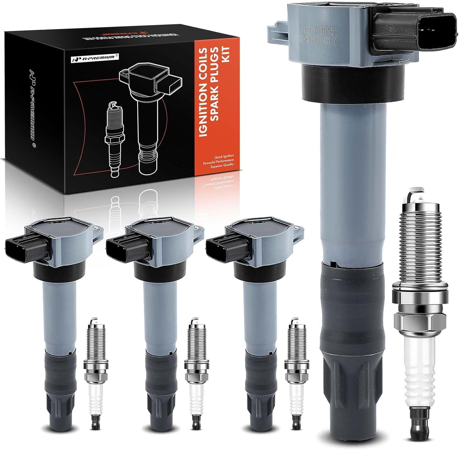 A-Premium Set of 4 Ignition Coil Pack and Iridium Spark