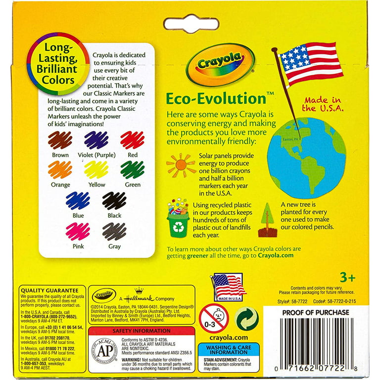 CRAYOLA 58-7722 Markers Classic Assorted Broad Tip