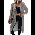 thumbnail image 2 of Cárdigan de Punto con Mangas 3/4 Abiertas y Aberturas para Mujer, Suéter , Gris, Talla XL, 2 of 9