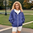 thumbnail image 7 of Women's Polka Dot Print Zip Up Drawstring Hooded Sweatshirt with Pockets, Long Sleeve Casual Comfortable Fashion Top for Autumn Winter Daily Wear, Beach Outings and All Season Blue L, 7 of 7