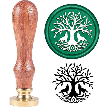 Brass Wax Seal Stamp with Handle for DIY Scrapbooking Tree of Life Pattern 3.5x1.18 inch(8.9x3cm) DIY
