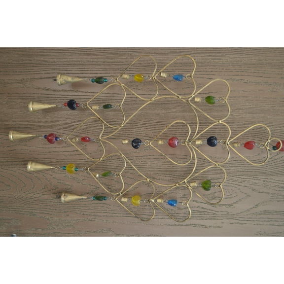 Handmade Heart Rusty Iron Metal Bell Windchime Garden Yard