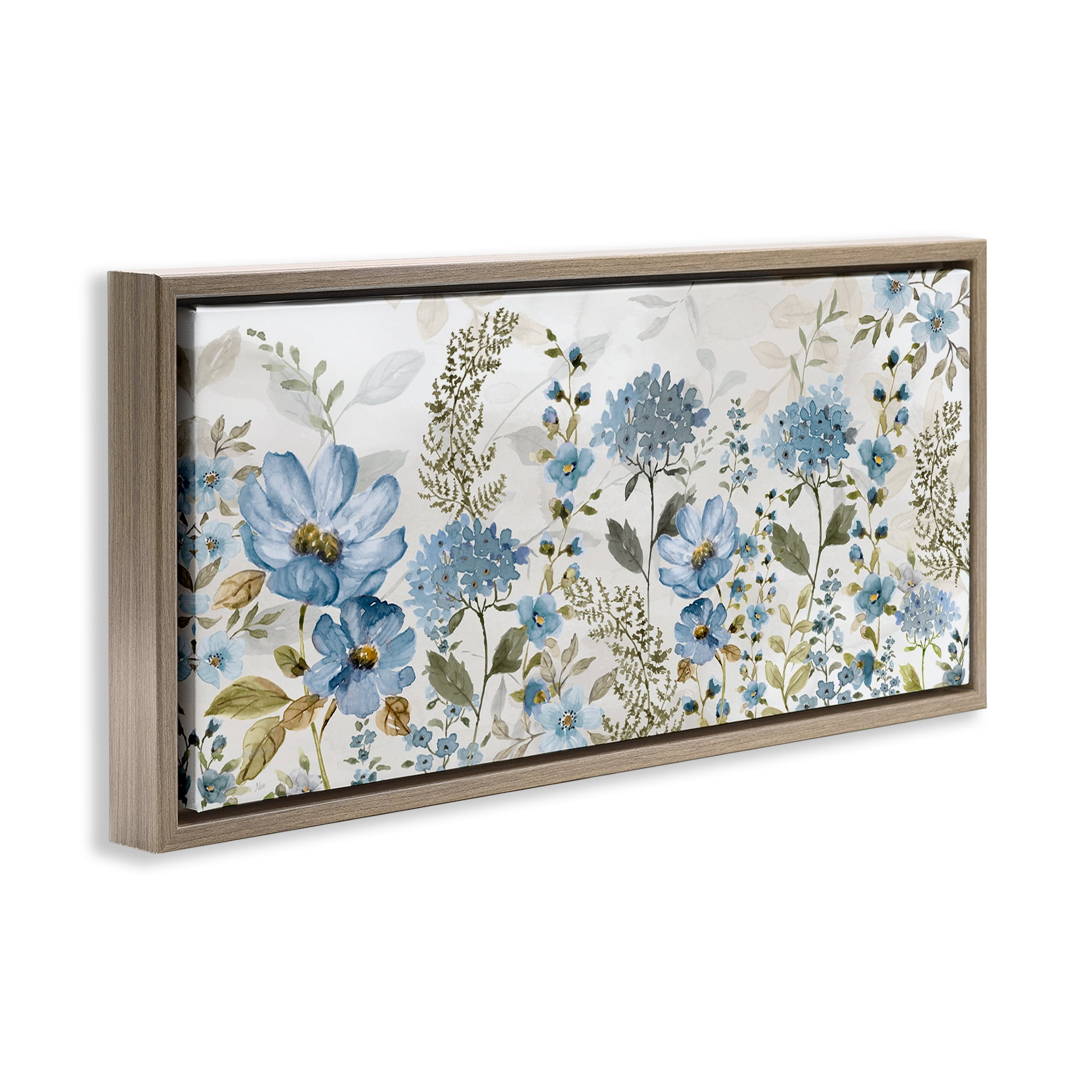 Stupell Industries Subdued Meadow Foliage Brown Framed Floater Canvas Wall Art, design by Nan