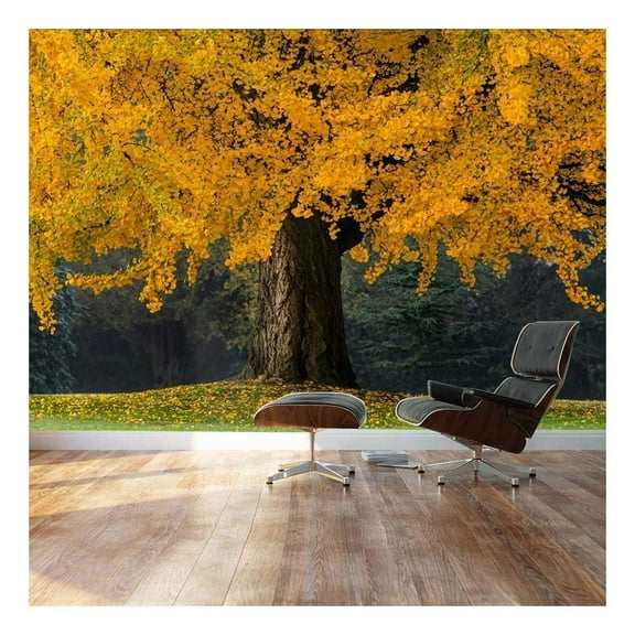 wall26 - Beautiful Yellow Autumn Tree - Landscape - Wall Mural, Removable Sticker, Home Decor - 100x144 inches