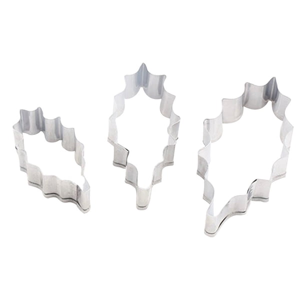 Set de moldes para galletas en forma de hoja y acebo, acero inoxidable, 3 piezas