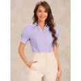 thumbnail image 2 of DARING DIVA Office Blouse Button Down Short Sleeve Bodysuit L Light Purple, 2 of 6