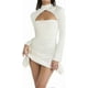 thumbnail image 2 of Women Sexy Halter Strappy Mini Dress Bodycon Low Cut Short Dress Chiffon Vintage S-3XL, 2 of 5