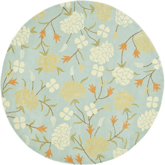 SAFAVIEH Soho Jennifer Floral Wool Area Rug, Blue/Multi, 6' x 6' Round