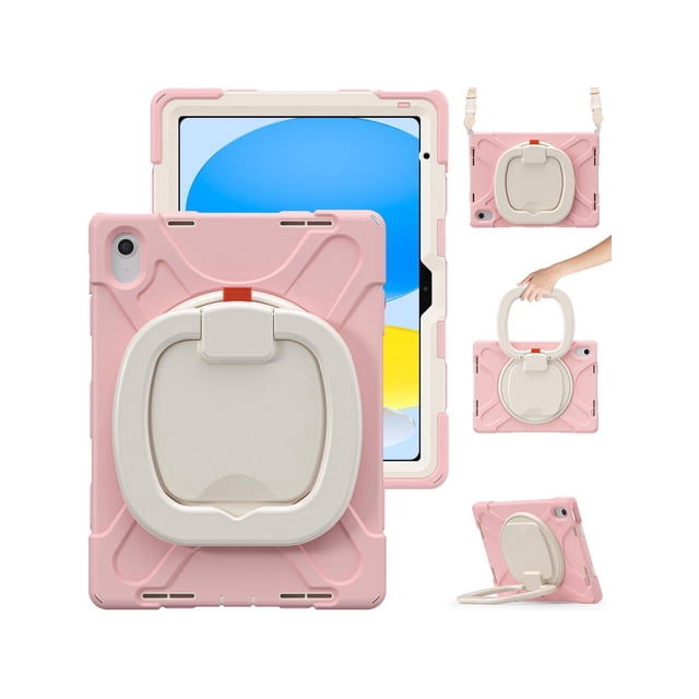 Case for iPad 10th Generation 2022 10.9 Inch Model A2696 A2757 A2777, Rugged Heavy Duty Shockproo cover with Pencil Holder/360 Degree Kickstand/Hand Grip/Shoulder Strap