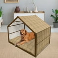 thumbnail image 2 of Geometric Pet House, Tribal Geometric Design with Moire Circles and Radial Lines Arrangement, Outdoor & Indoor Portable Dog Kennel with Pillow and Cover, 5 Sizes, Caramel and Beige, by Ambesonne, 2 of 4