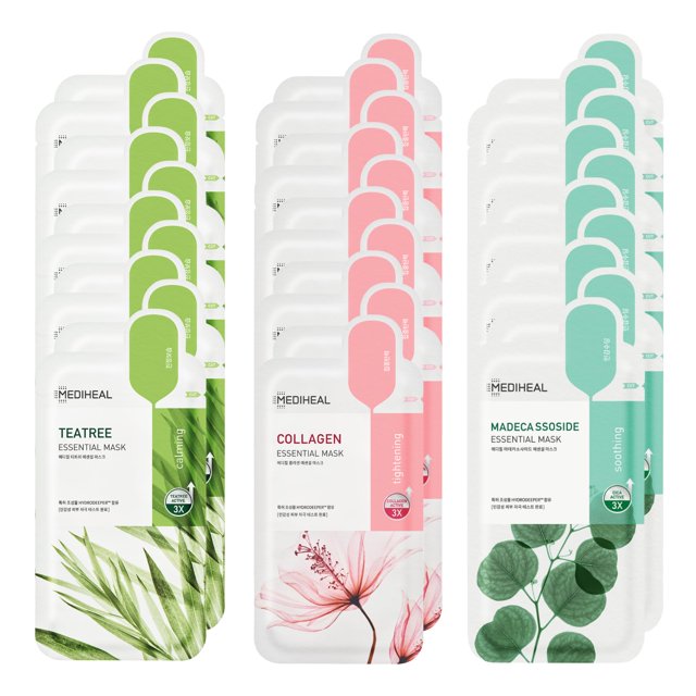 Mascarilla en láminas Mediheal Essential HERO, paquete de 30 (colágeno, árbol de té, madecasósido)