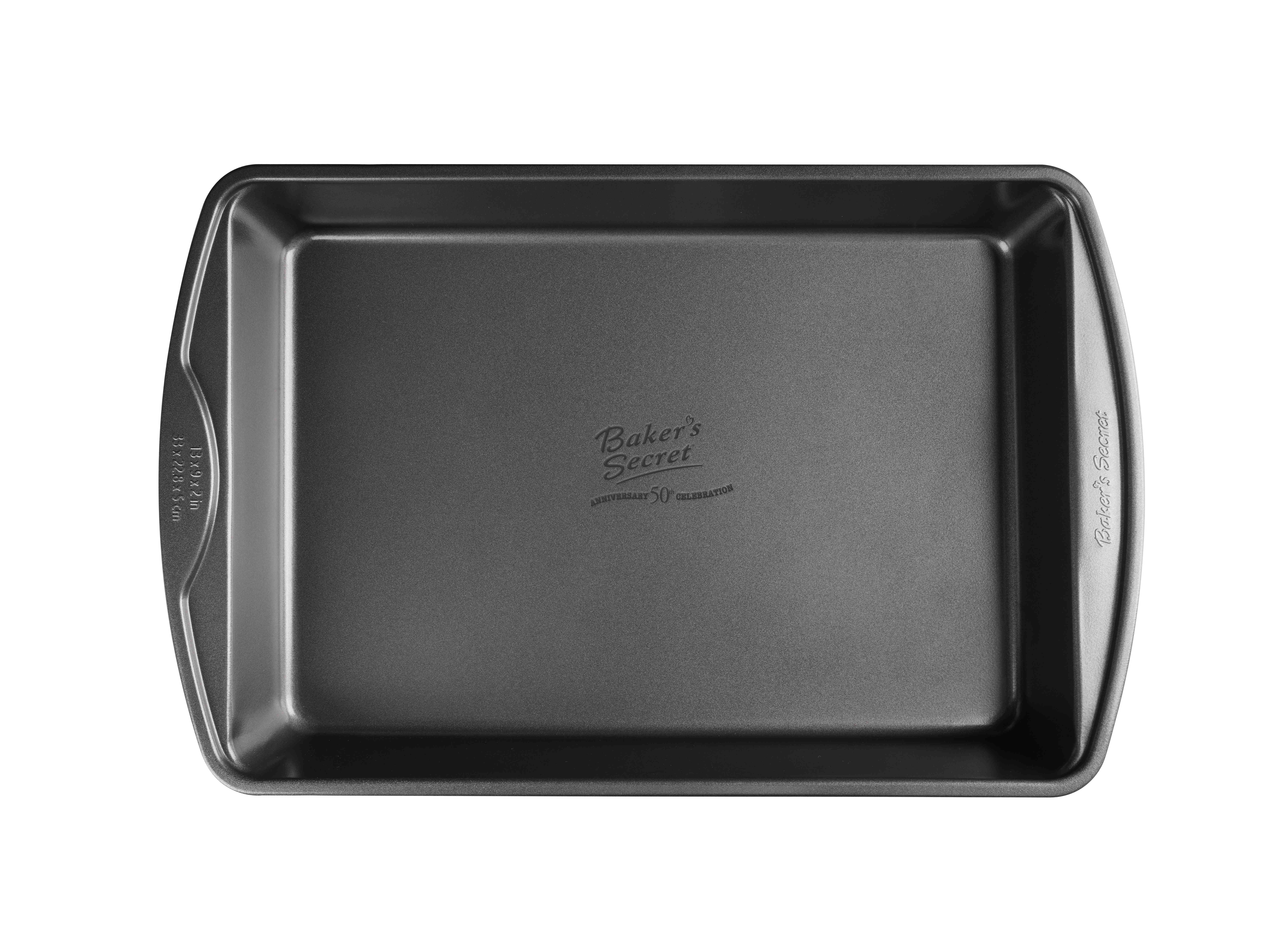 Baker's Secret 13-Piece Carbon Steel Baking Pan Set, Grey/Red, Includes  Round, Square, Loaf, Cookie, Muffin and Roaster Pans with Heat Resistant