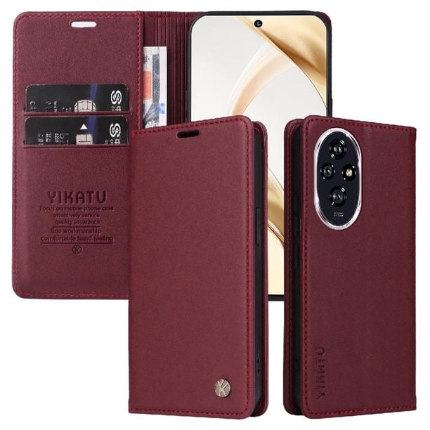 Funda para Honor 200 5G Estuche de Cuero PU Tipo Cartera con Ranuras para Tarjetas y Cierre Magnético