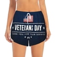thumbnail image 2 of Gukieu Happy Veterans Day Print Women's Sports Shorts with Drawstring Elastic Waistband for Running, Yoga, Fitness-Medium, 2 of 7
