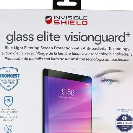 ZAGG - InvisibleShield Glass Elite VisionGuard+ Blue Light Filtering Screen Protector for Apple iPad 10.2" - Clear