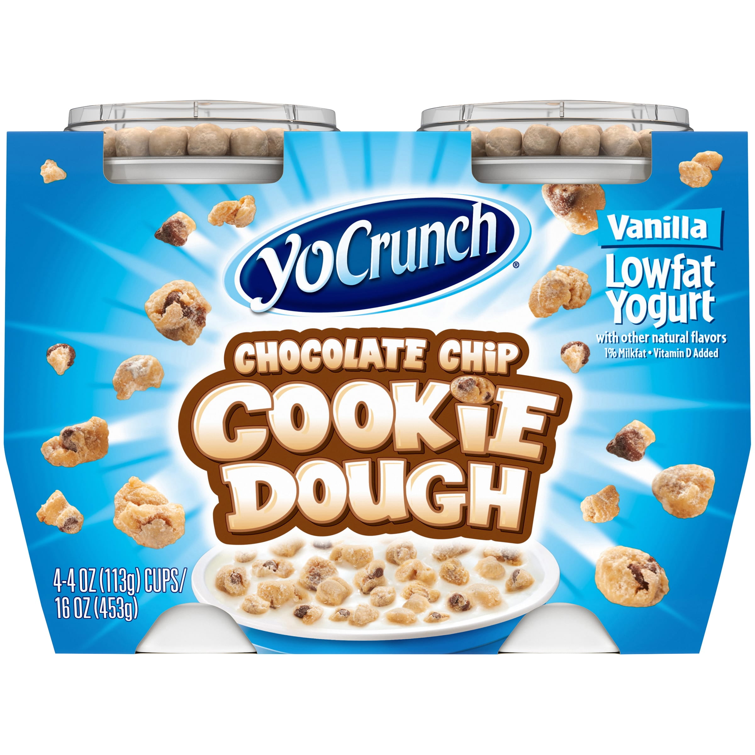 YoCrunch Lowfat Vanilla with Cookie Dough Yogurt, 4 Oz. Cups, 4 Count