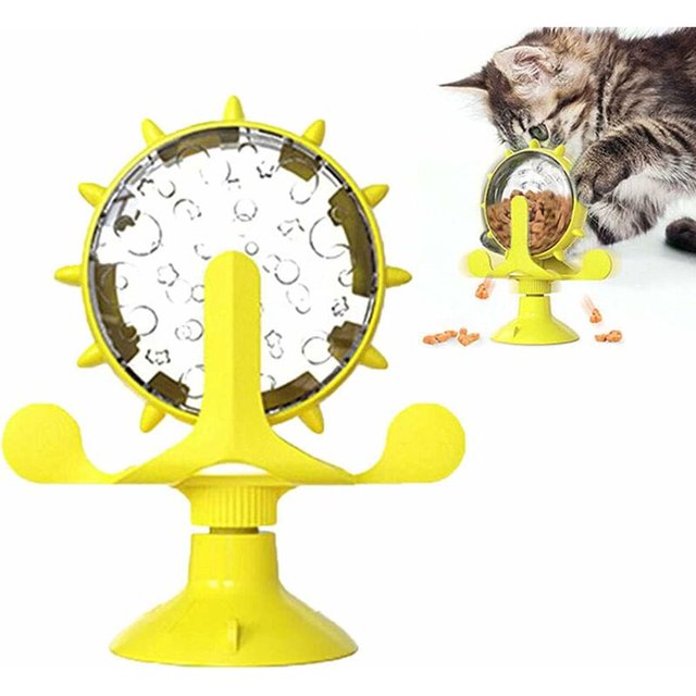 Juguete para gatos con molino de viento, juguete giratorio, juguete giratorio para gatos, juguete dispensador de comida, juguete interactivo para gatos de interior, regalo para gatos -