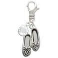 thumbnail image 2 of Delight Jewelry Silvertone Ballet Slippers - Silvertone Clip on Charm with Clear Crystal Drop, 2 of 4