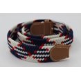 thumbnail image 2 of 41*1.3 inch unisex elastic fabric braided stretch belt casual men women waist belt with PU leather buckle, blue white red, 2 of 4