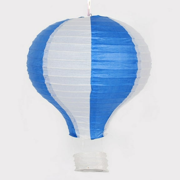 Zhuge 12in Hanging Hot Air Balloon Paper Lanterns, Reusable Chinese Japanese Party Ball Lamps Decorations Wedding Birthday Anniversary Christmas Engagement, Set of 6，Blue Stripe