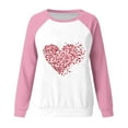 thumbnail image 5 of Heart Graphic Shirt Women Love Trendy Raglan Long Sleeve Tops Casual Loose Color Block Crew Neck Cute Pullover Fashion Valentines Day Outfits, 5 of 7
