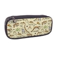 thumbnail image 2 of Picia Cartoon Dinosaurs Pattern Large Capacity PU Leather Pencil Case Organizer Pen Marker Holder Double Zipper Storage Bag Big Pencil Pouch for College Office, 2 of 6