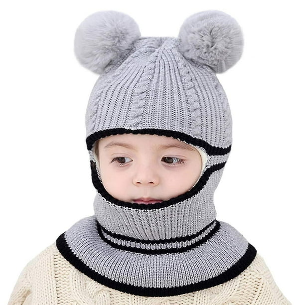 Gorro de invierno para niños pequeños, gorro de invierno para bebés, gorro de invierno con forro polar para niñas y niños, gorro de invierno para niños, gorro con bufanda y orejeras, gorro de calavera