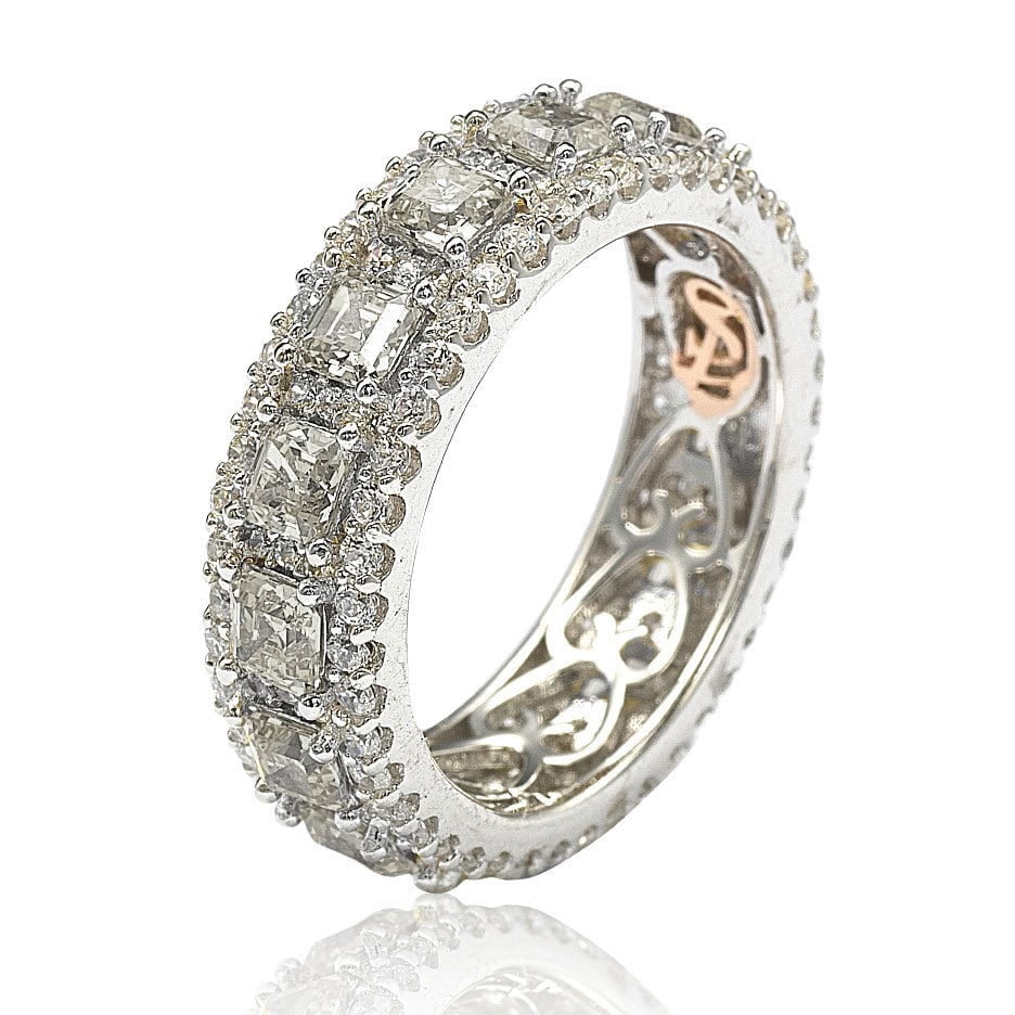 Thanksgiving Gift Eternity Wedding Ring Gemstone Ring,Emerald Cut Ring Trending Cubic Zircon Eternity Band Ring 925 Sliver Ring