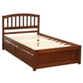thumbnail image 2 of Twin Storage Bed Frame, Wood Platform Bed with Two Drawers and Headboard, Brown, 2 of 5