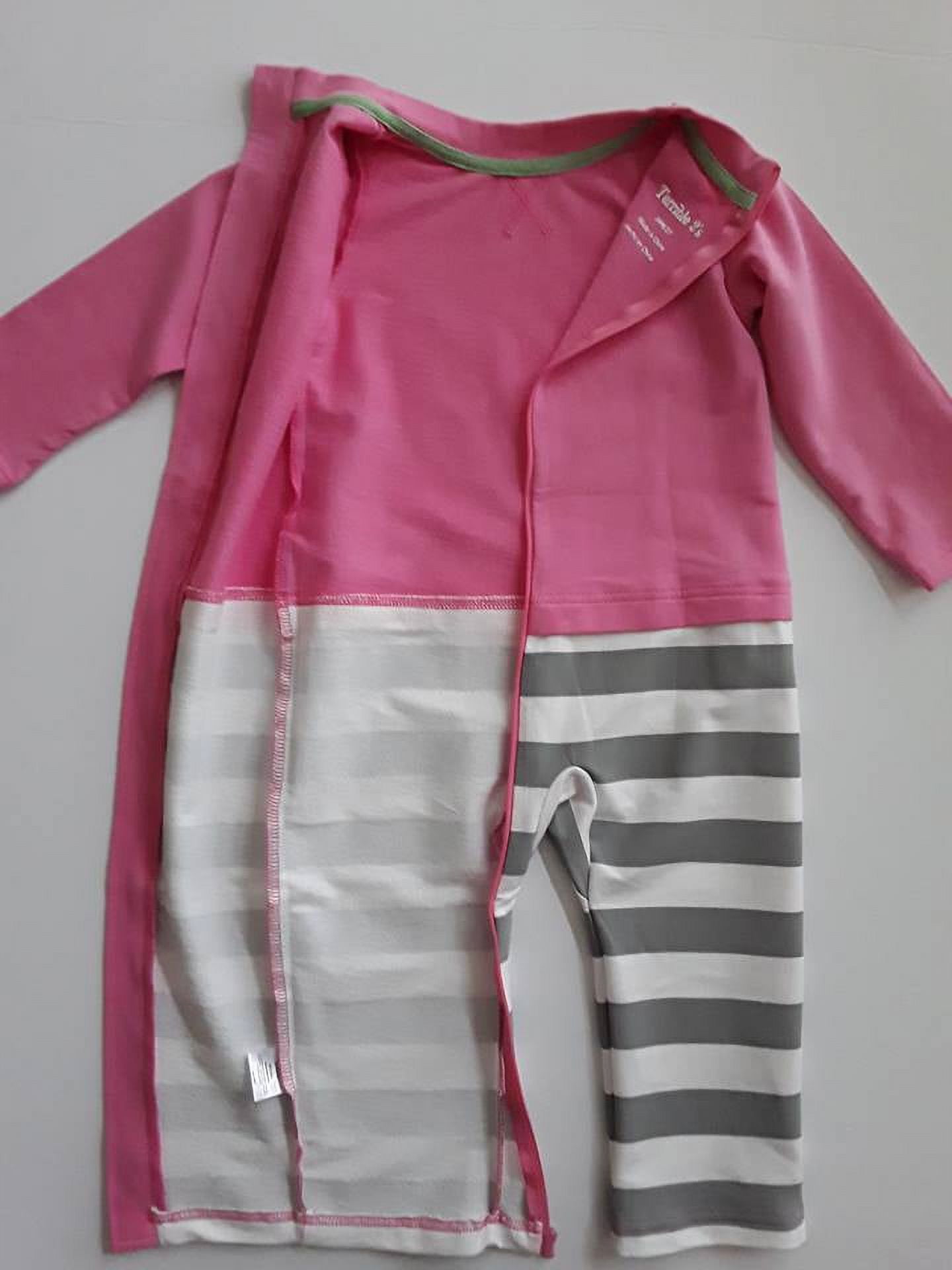 One Piece Strip-Proof Toddler Romper in Pink/Gray