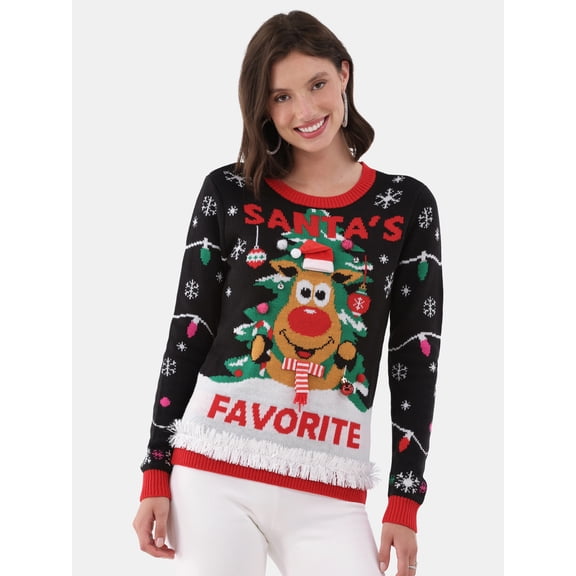 No Boundaries Christmas Sweater, Women's and Women's Plus