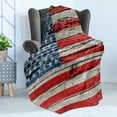 thumbnail image 4 of USA Soft Flannel Fleece Throw Blanket, Fourth of July Independence Day Painted Wooden Panel Wall Looking Image Freedom, Cozy Plush for Indoor and Outdoor Use, 50" x 60", Blue Red Beige, by Ambesonne, 4 of 5
